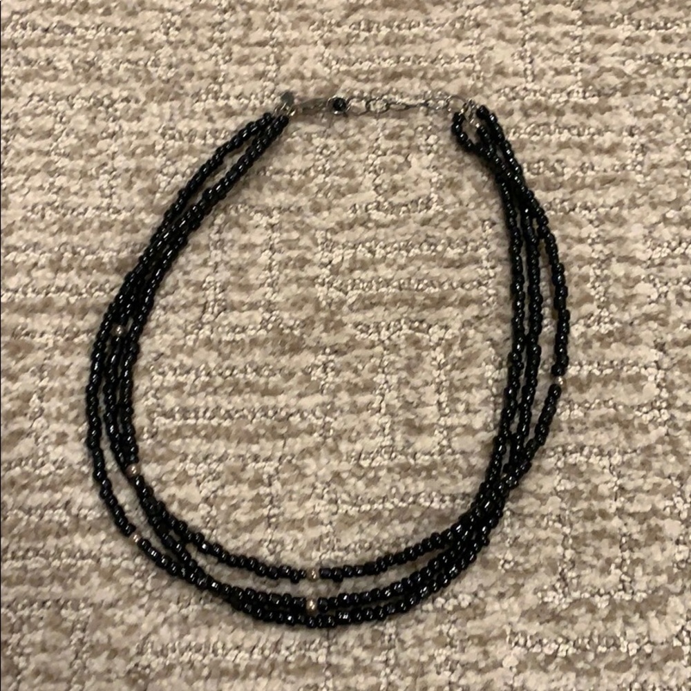 Multi-Strand Black Glass Bead Necklace - Elegant Women's Jewelry